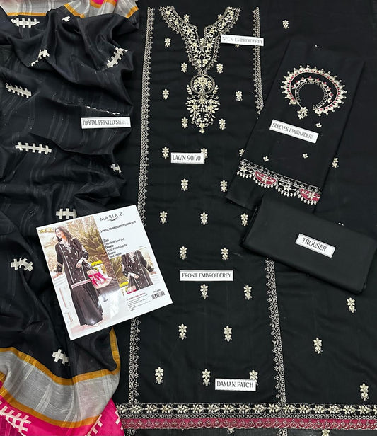 3 Pcs Women's Unstitched Embroidered Suit